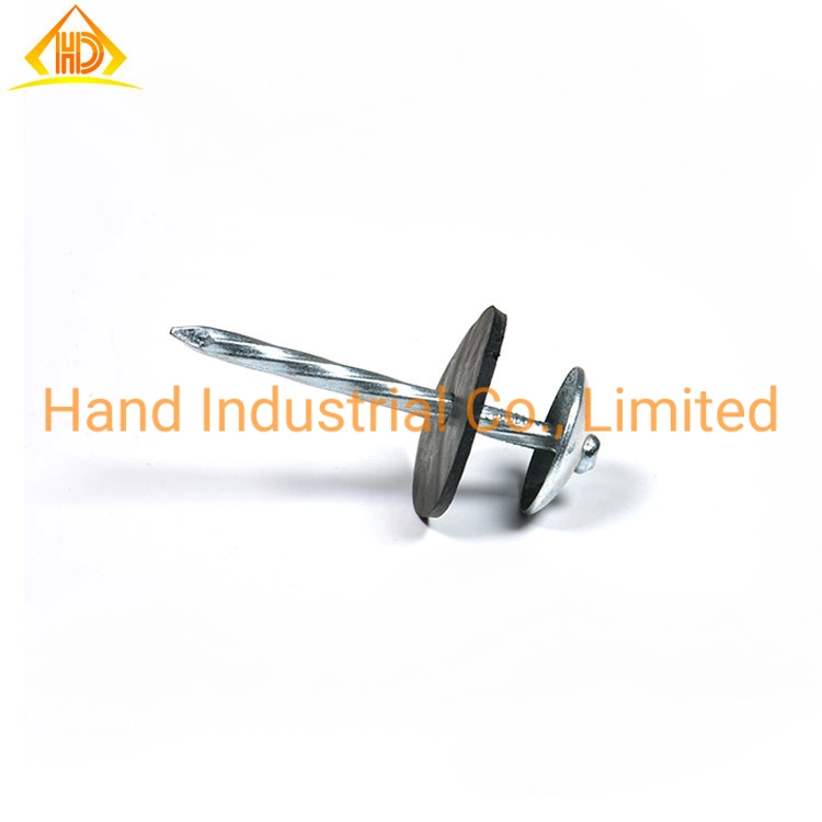 Hand Supply Galvanized Zinc Steel 1/4 Coil Rubber Washer Umbrella Head Common Wire Roofing Nails