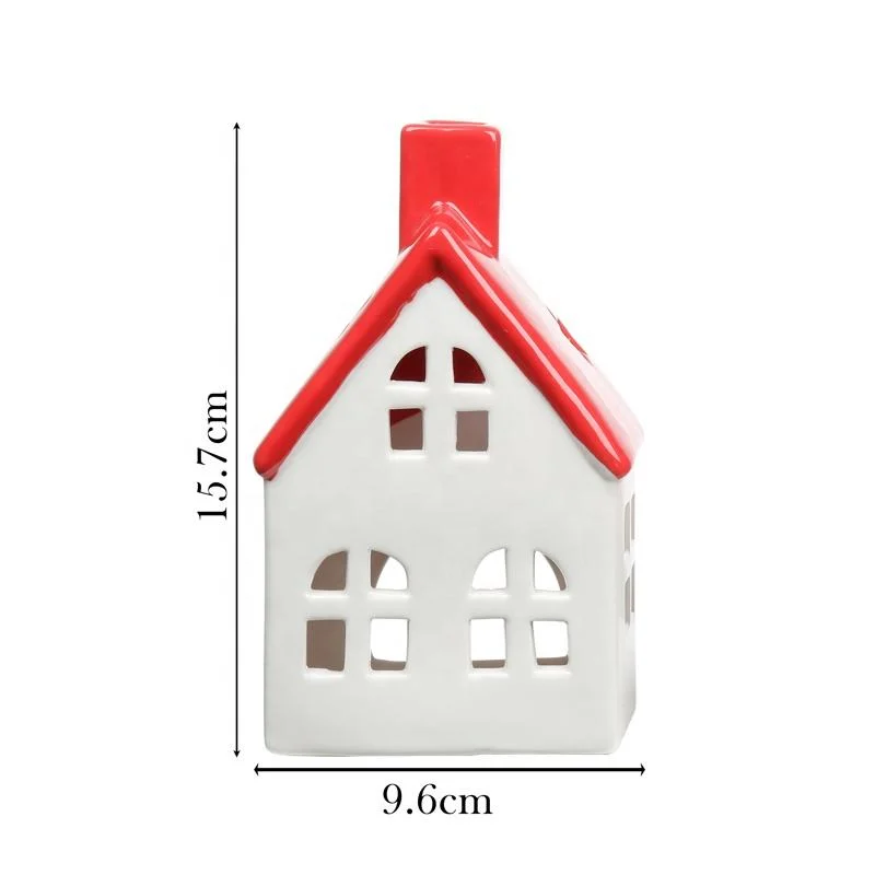 Resin Houses Ornaments Candle Jars White Christmas Modern Decoration Ceramic Village Houses