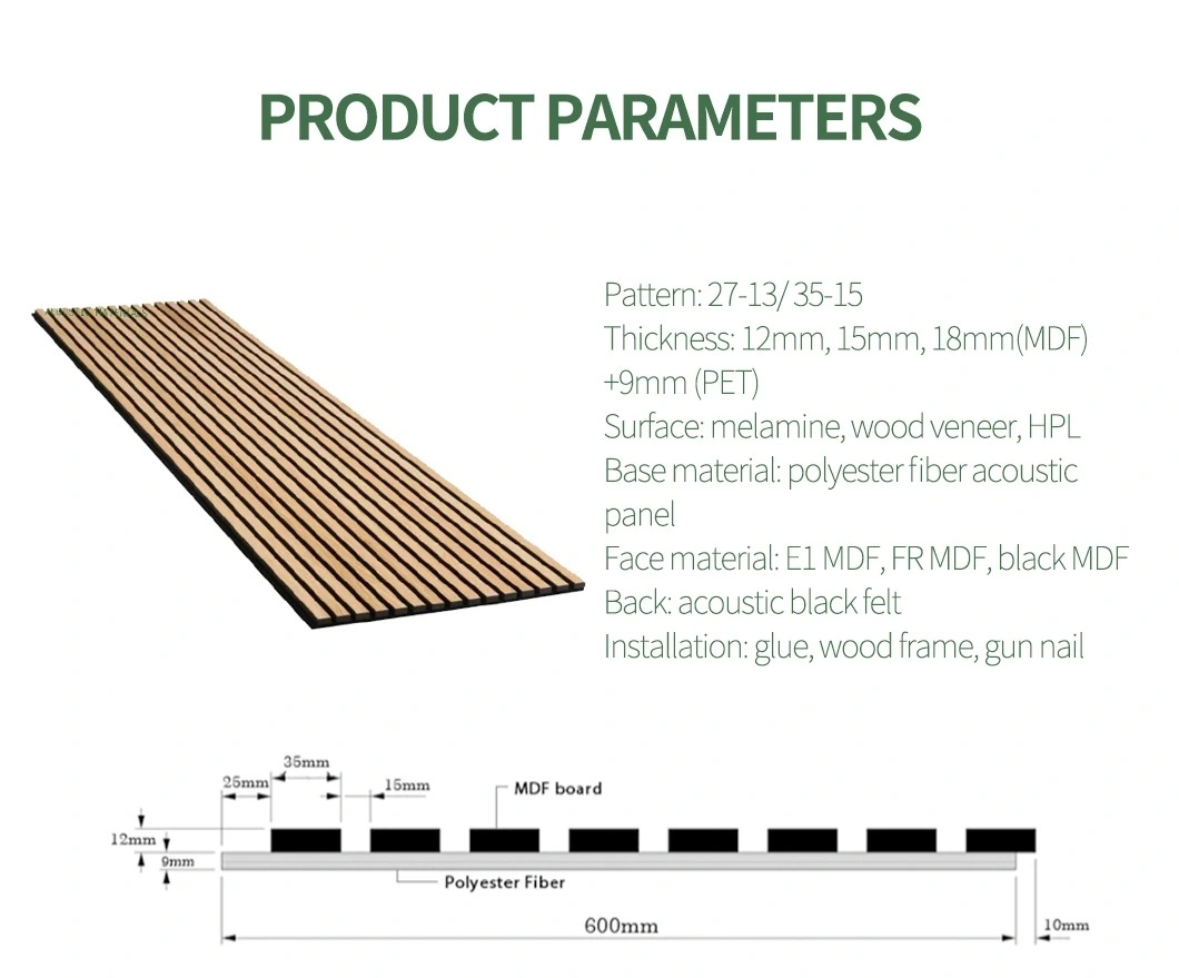 PET BLACK 15mm gap distance 2400*600mm acoustic groove panel