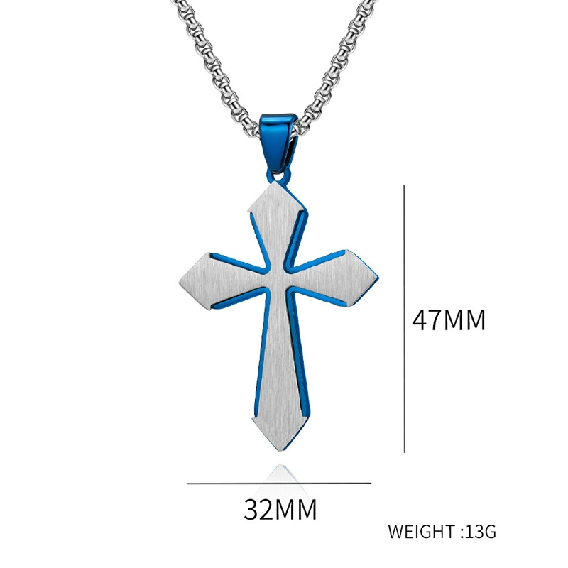 New Necklace Double Layer Stainless Steel Cross Pendant