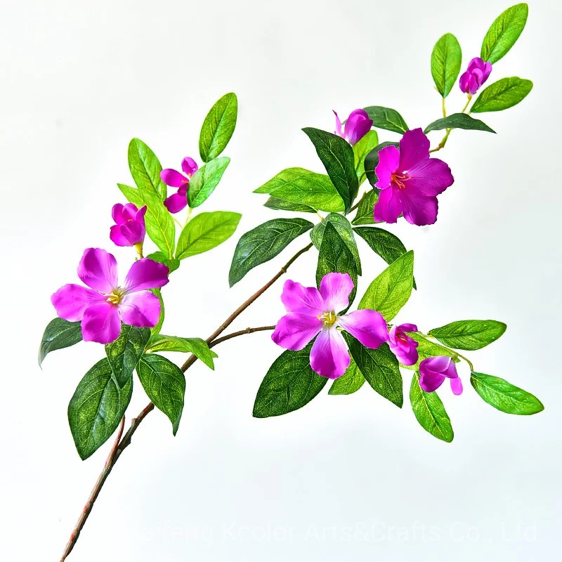 Fleurs de soie d'usine de branches de feuilles en plastique de gros pour la décoration de fleurs artificielles