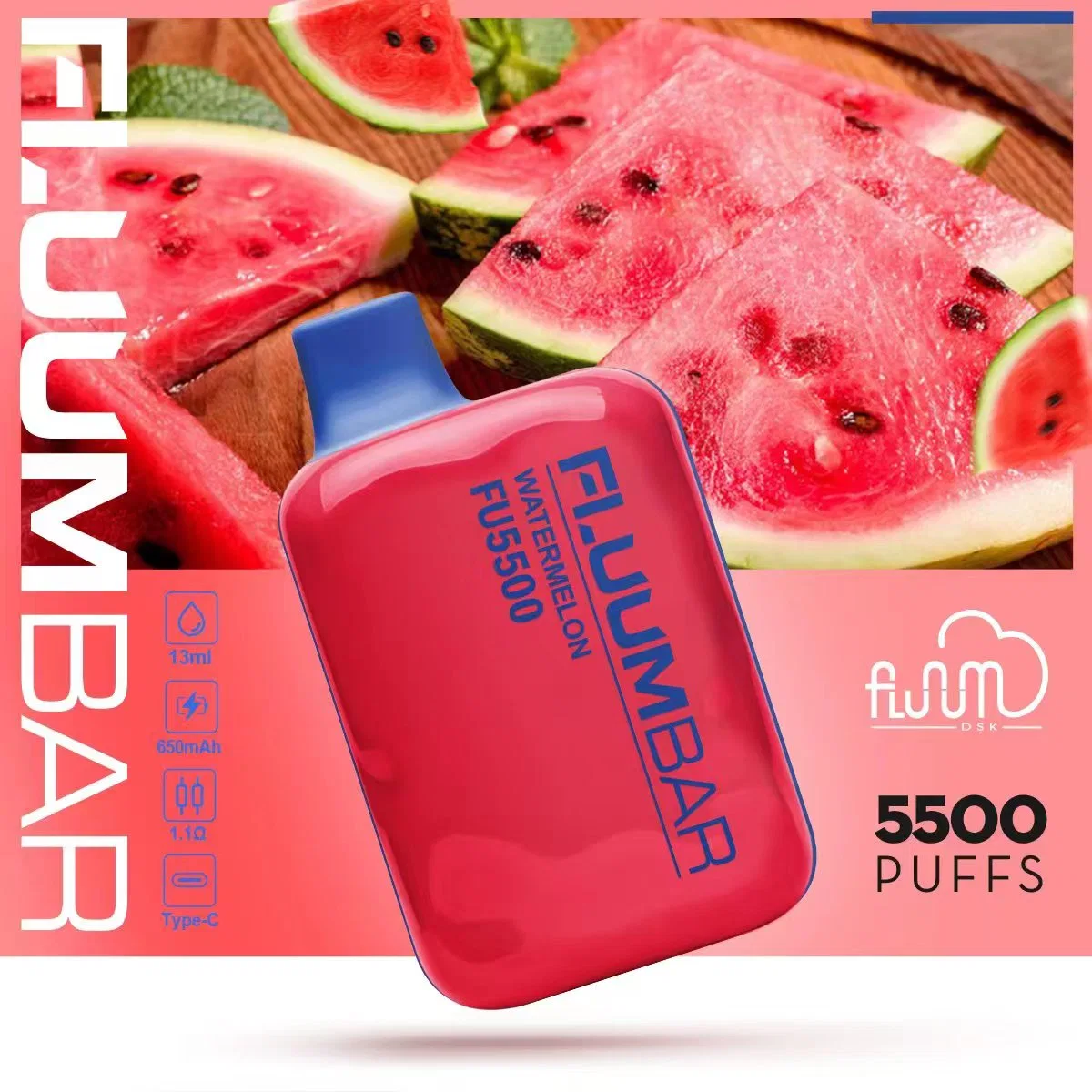 Barra Fluum 5500bocanadas 5% de la nicotina Vape 13ml bolígrafo desechable con precio al por mayor