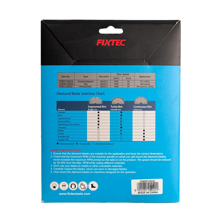 Fixtec Power Tools Accessories Blades Cutting Tiles Diamond Concrete Cutting Blade Tool