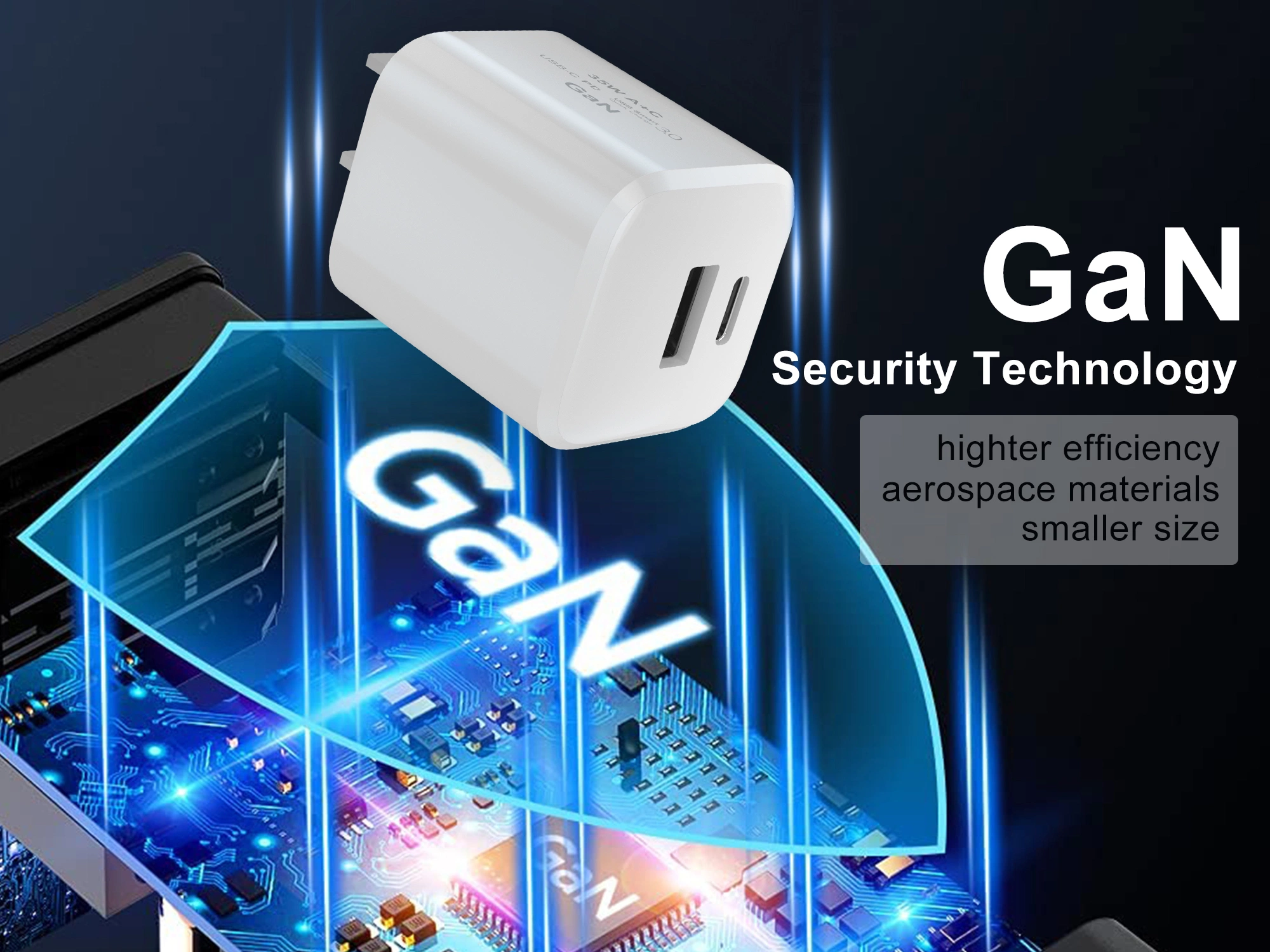 2023 New Gallium Nitride Technology 35W a+C Dual Port USB Super Fast Charger