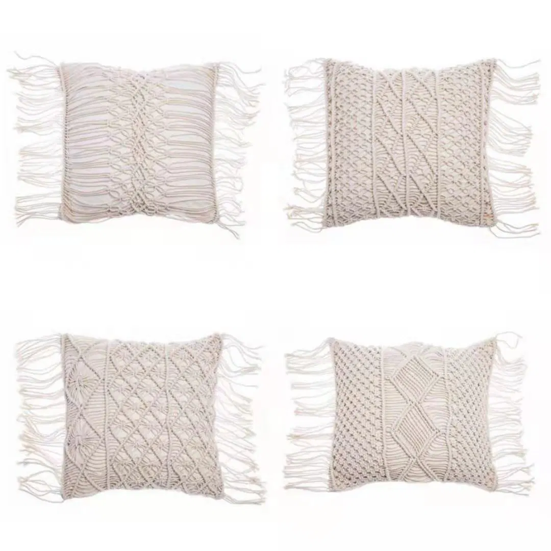 45X45cm 100% Cotton Macrame Handmade Cotton Thread Pillowcover Geometry Bohemia Cushion Covers