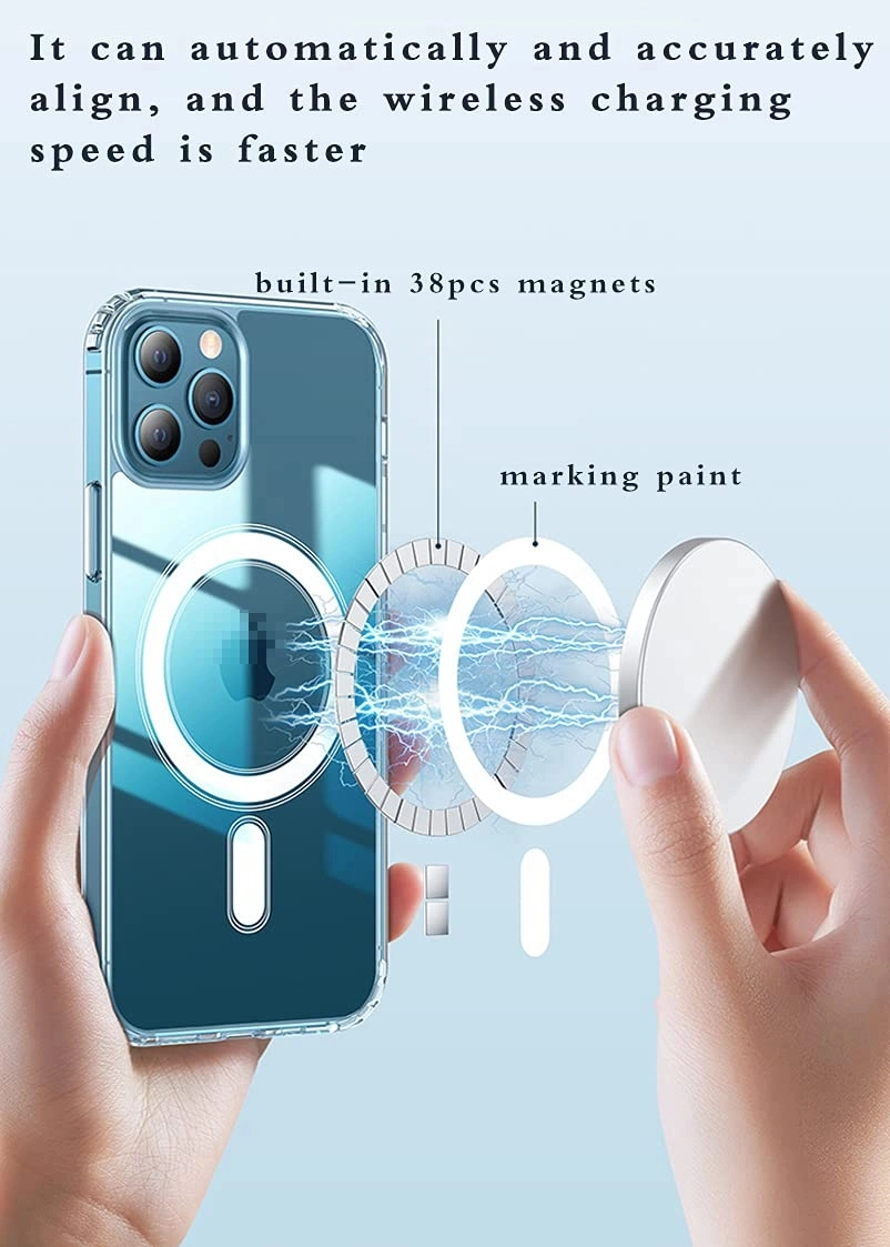 Original Quality Magnetic Magsafes Wireless Charging Transparent Clear Shockproof Phone Case