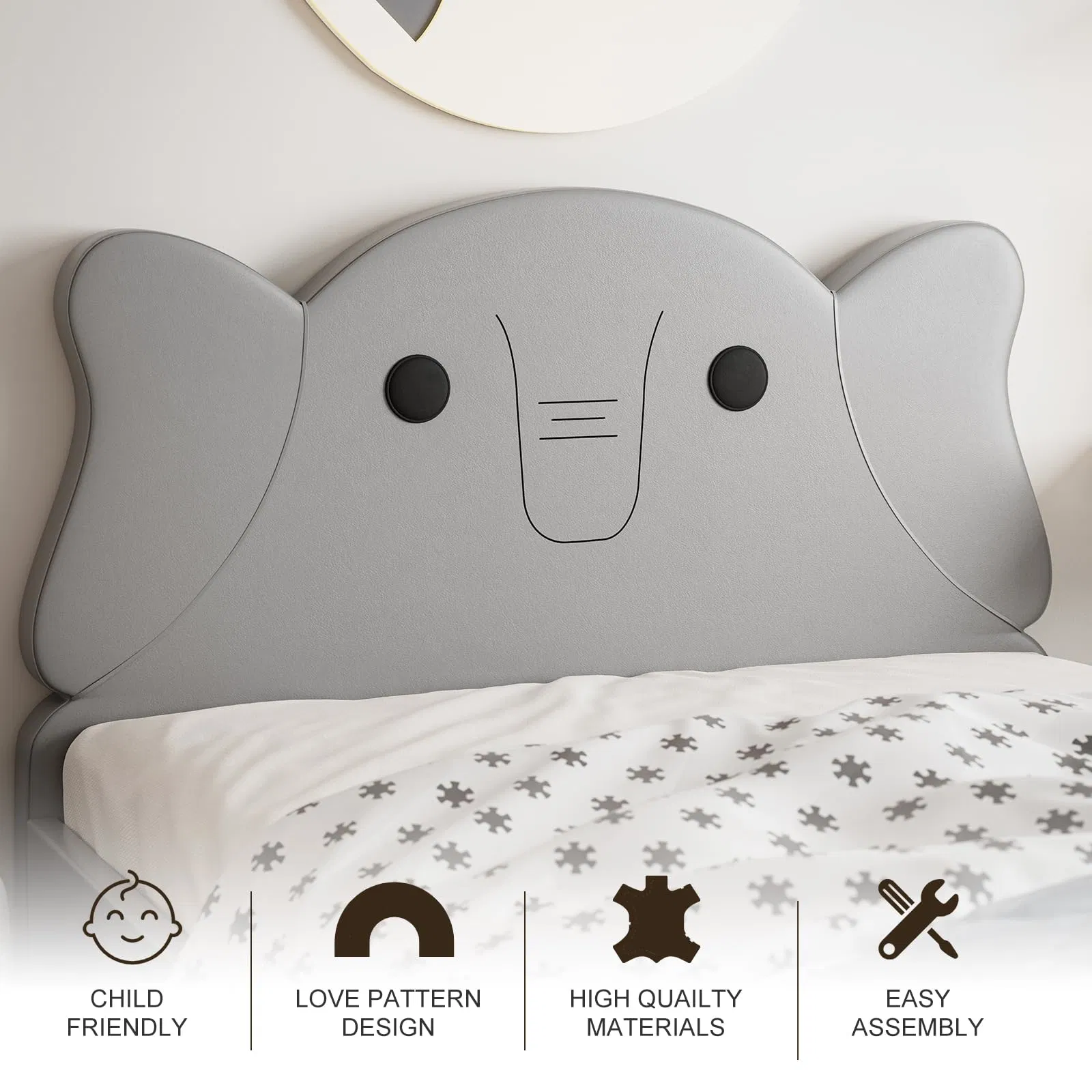 Elefant Kinder Gepolstertes Doppelbett, Kinder Twin Plattform Bettgestell