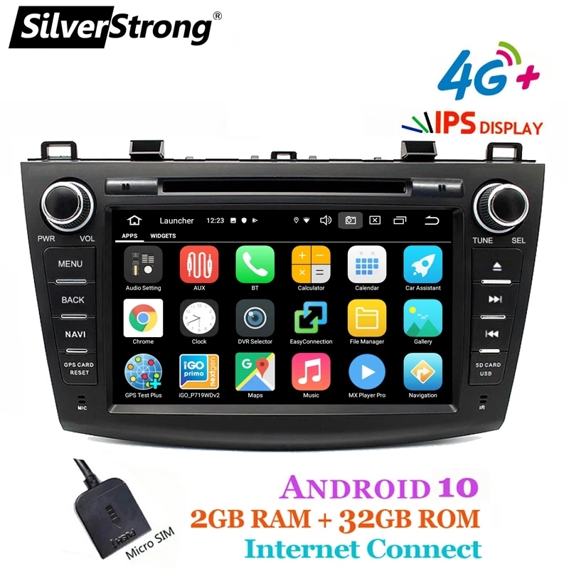 Silverstrong Android 10 Lecteur DVD de voiture pour Mazda 3 Axela 4G SIM Car Multimedia 4G Modem WiFi