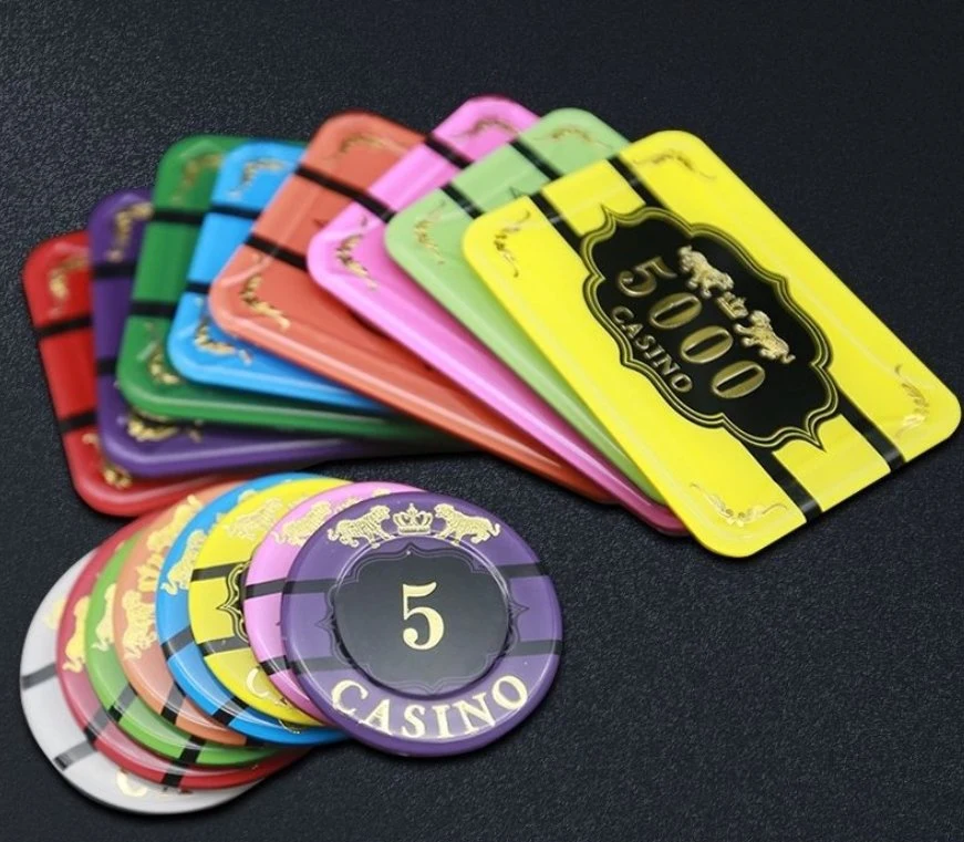 Crystal Acrylic Poker Chip Gilding Gold Foil Stamping Purple UV Anti-Counterfeiting RFID Chips