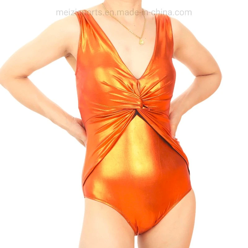 Korean Fashion Shinny Bañador deportivo de una pieza ropa de manana Traje de baño Para las mujeres