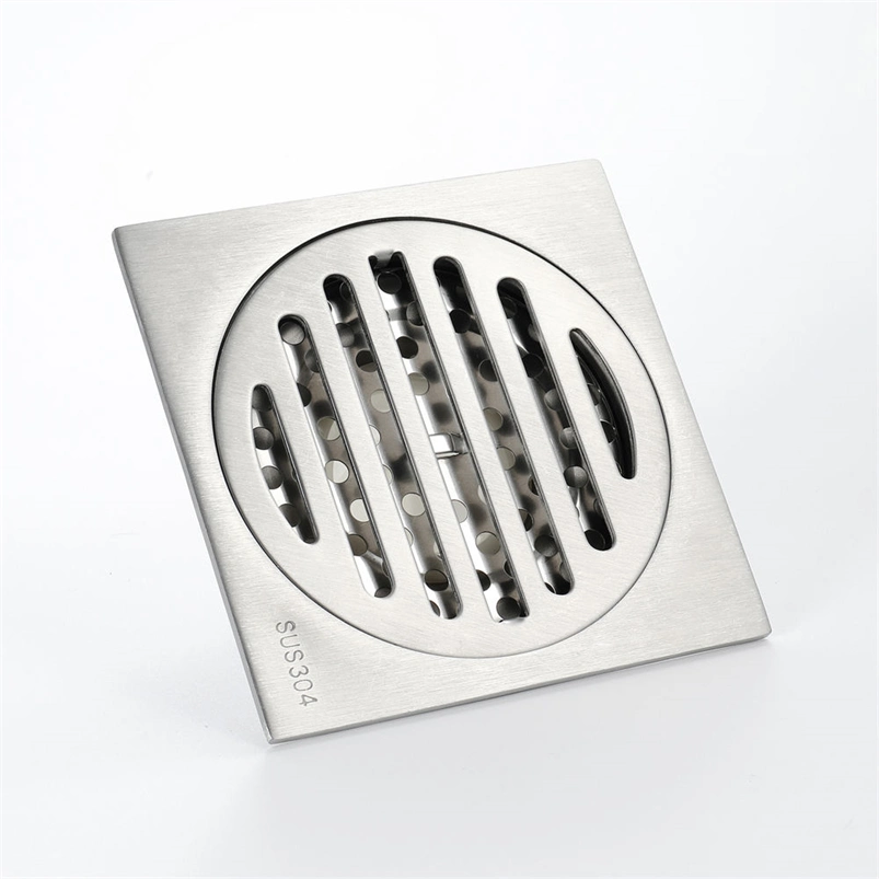 Acier inoxydable brossé de haute qualité des drains : Anti-Odor Core, un design moderne, salle de bains cuisine douche wc Drain de plancher, 100x100mm Taille