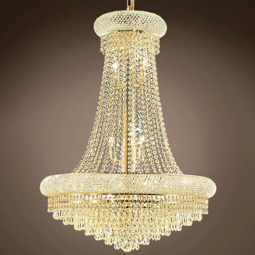 Professional Custom Design Indoor Decoration Lighting Hotel Project LED Sliver Gold Empire Crystal Fixture