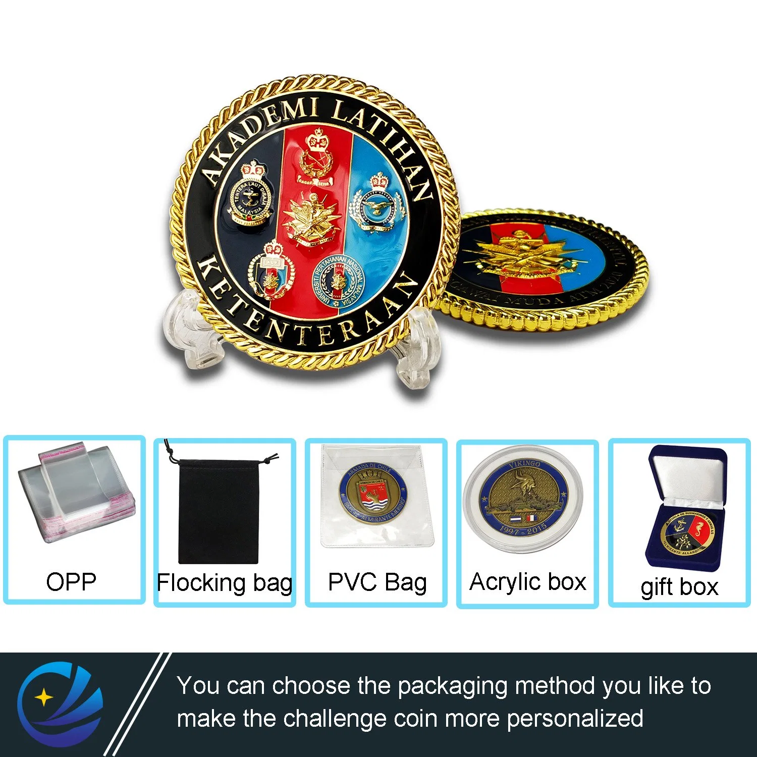 Factory Customized Military Challenge Coin Zinc Alloy 2D Epoxy Coins Promotional Gift Metal Craft in China