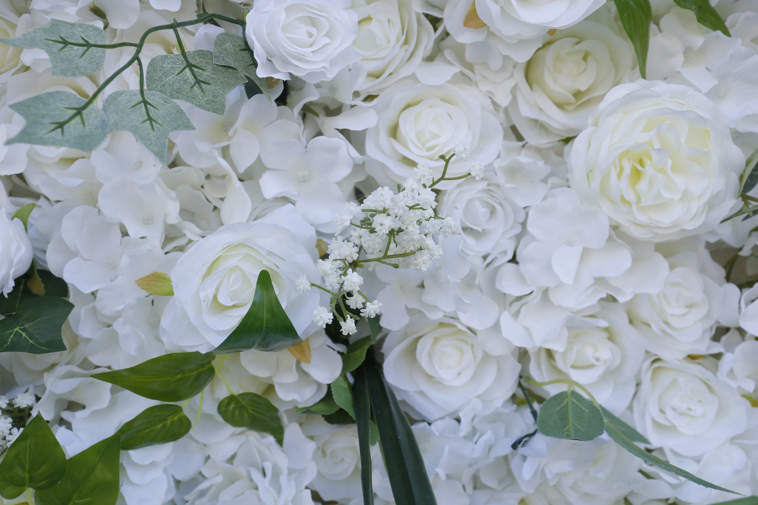 Casamento pano de fundo Rosa artificial Hydrangea Flower Panel Roll up Silk Decoração de fundo de casamento de rosas