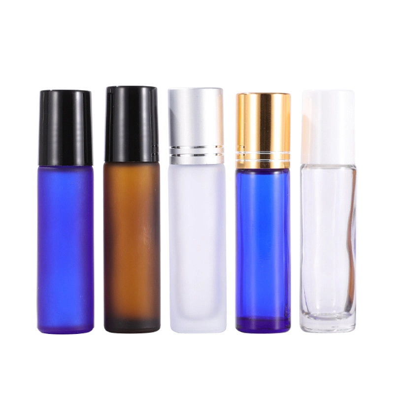 10ml Wholesale Transparent Amber Blue Glass Perfume Bottle Essential Oil Roll on Bottle