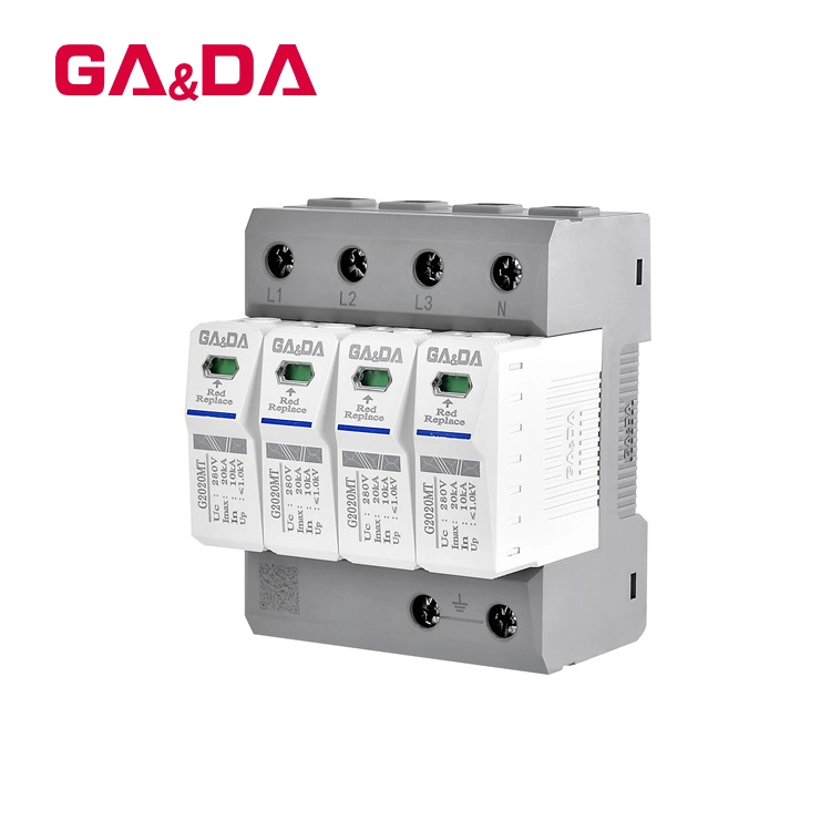 Gada 35mm AC SPD Lightning Arrester 80ka 4p 280V for Home Power System Surge Protective Device SPD