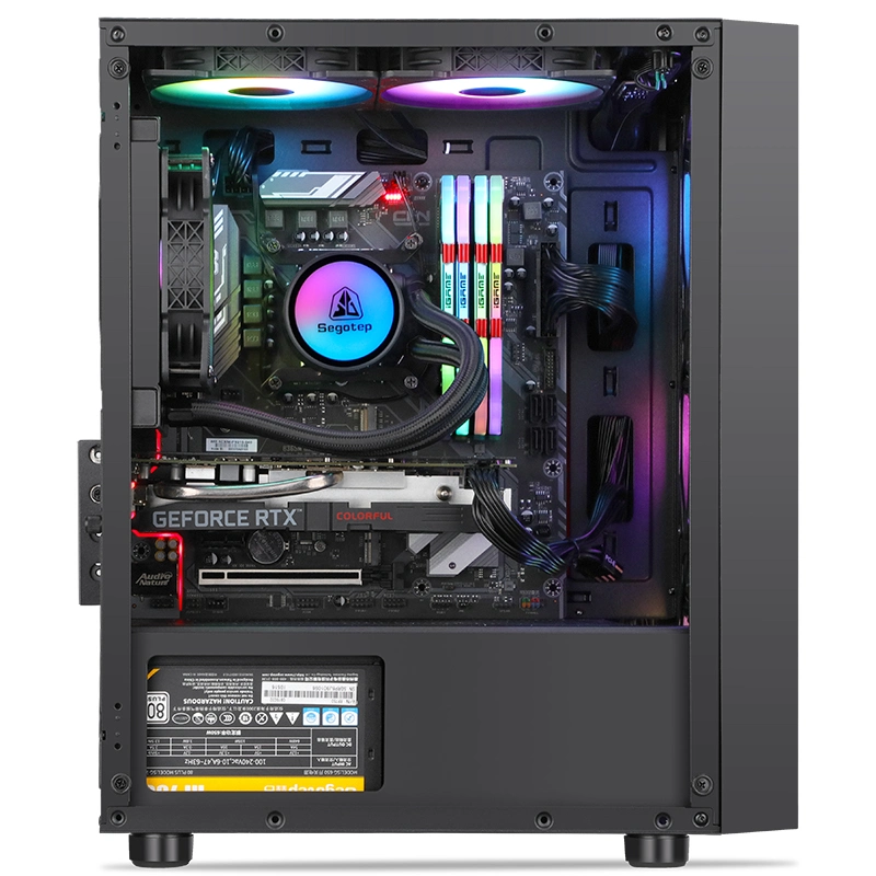 Segotep Prime G Plus Mesh Front Panel for Great Airflow and RGB Lighting Effect, USB3.0*1, USB2.0*2, HD Audio, 8 Fans Position, Gaming Case