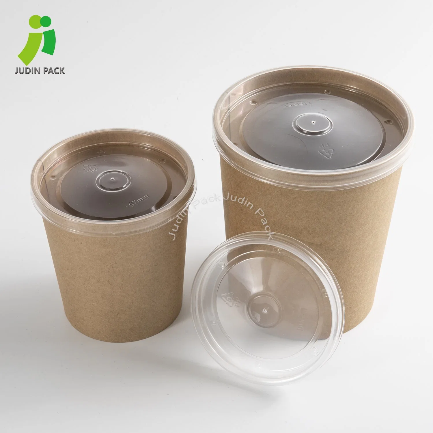 Compostable Customized Logo Kraft Paper Soup Storage Containers with Lids - Take out Disposable Food Storage