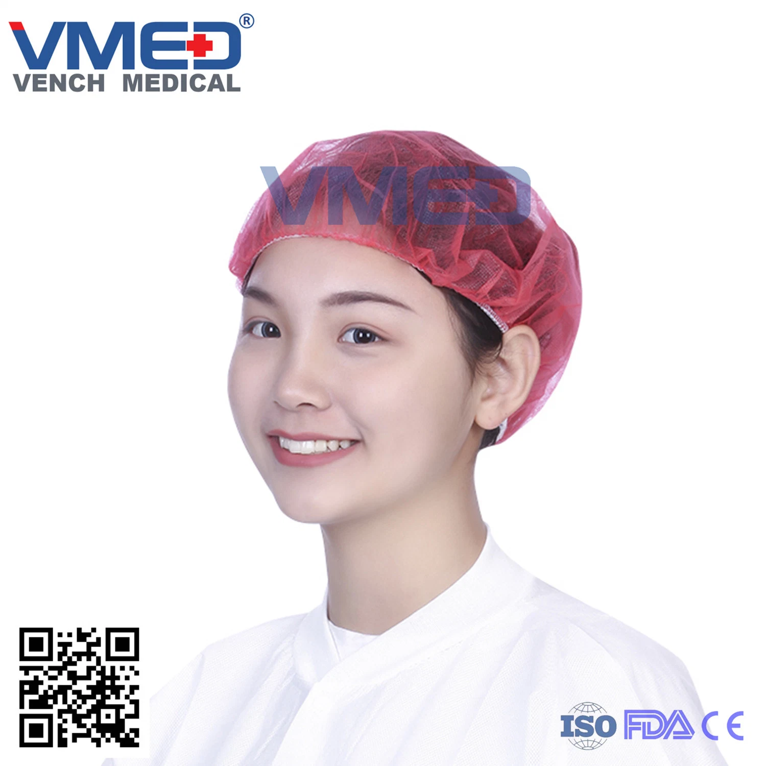 Disposable Nurse/Doctor/Surgical/Round/Hospital/Medical/Dental/Nonwoven Bouffant Cap, Dispsable Colorful Non-Woven Bouffant Cap