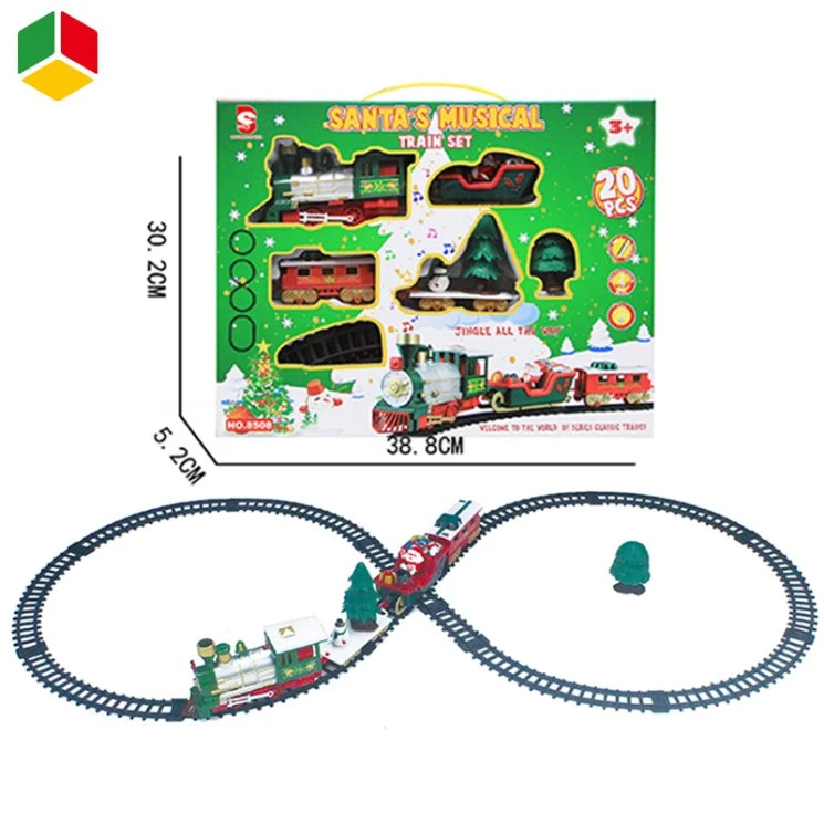 QS OEM Children Christmas Train Set Toy Kid DIY Slot Track Fun Classical Electric Musical Railway Train Set Toy with Sound Light