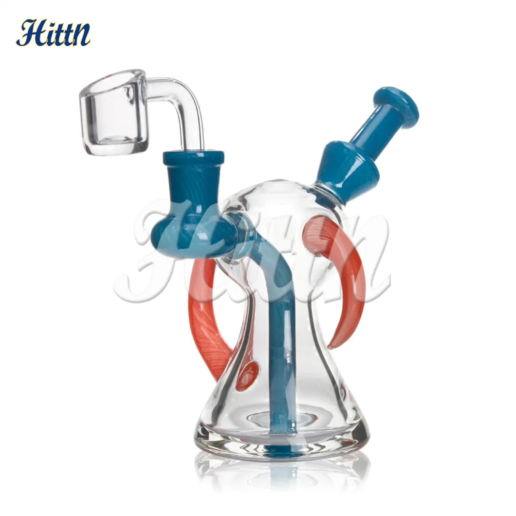 Fábrica Mixed Colors 5,3 pulgadas Horn Design Mini Smoking Pipe 14mm Banger de Cuarzo vidrio tubo de agua aceite DAB Rig