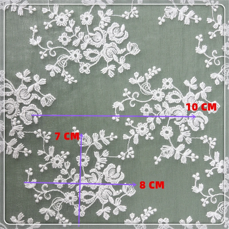 White 100% Polyester Dress Making Embroidery Cotton Lace Fabric for Women Wedding