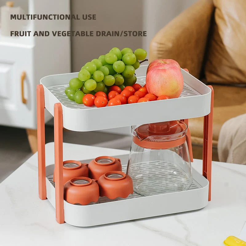 Drainage Double Tray Shelf Disassembled Cup Storage Organizer Cosmetic Kitchen Storage Holders