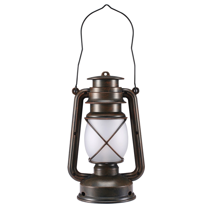 Vintage Style Bronze Color Kerosene Oil Lamp, Retro Hurricanes Lantern Portable Outdoor Camping Lamp Dynamic Flame Lantern with Dual Model