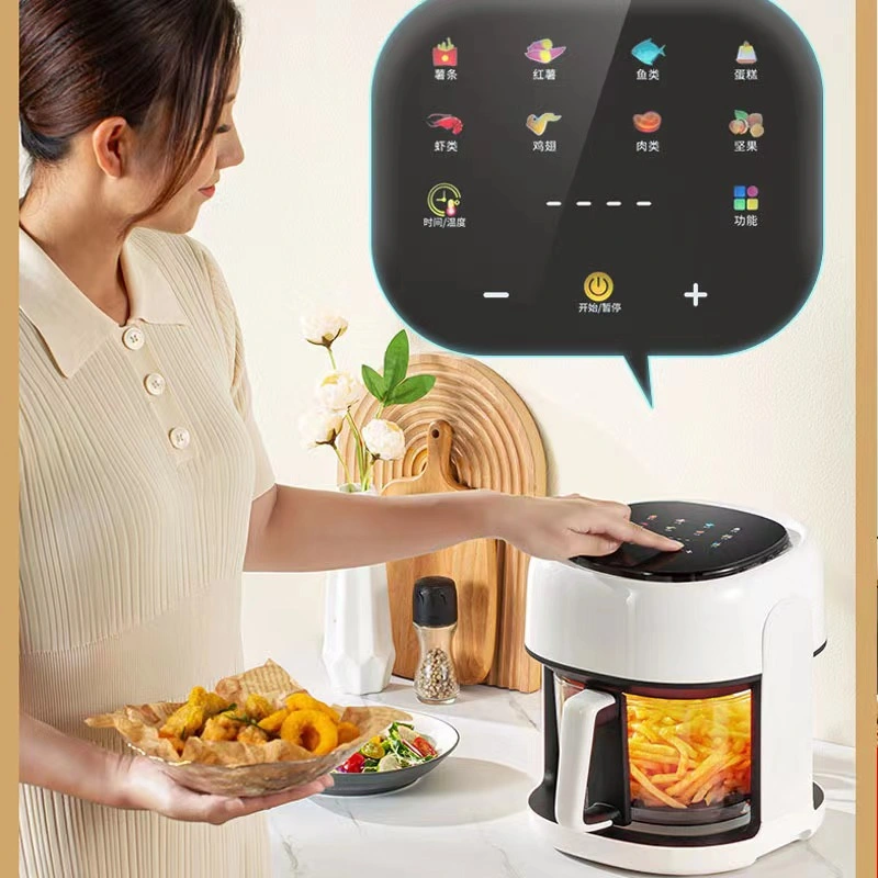 6 Litre Visible Window Air Fryer 6L Visible Air Fryer 6 Liter 6L Silver Crest Air Fryer 360 Degree Visual Touch Screen Air Fryer with Glass Pots Wholesale/Supplier Price