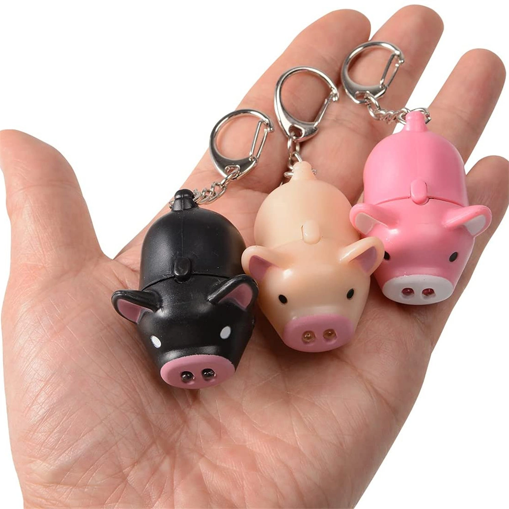 Wholesale/Supplier Custom Logo Cute Cartoon Animal Light Color with Sound Small Flashlight LED Keychain