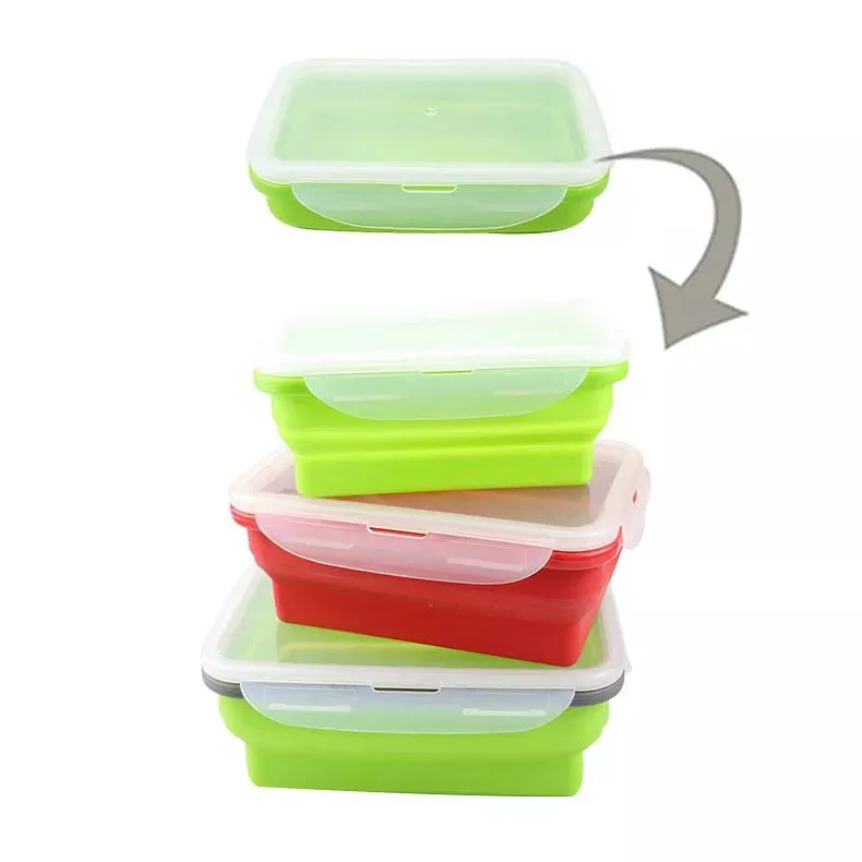 Sin BPA de microondas de silicona plegable Varisized seguro Bento Box