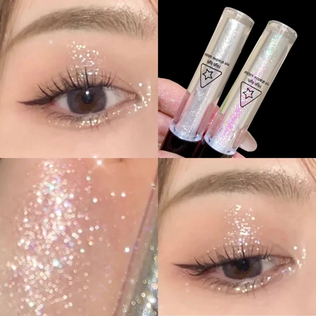 Hisyi uma gota de lágrima brilhando líquido Pearl Lantejoulas deitado monocromático de avivamento Caneta bicho-Eye Shadow