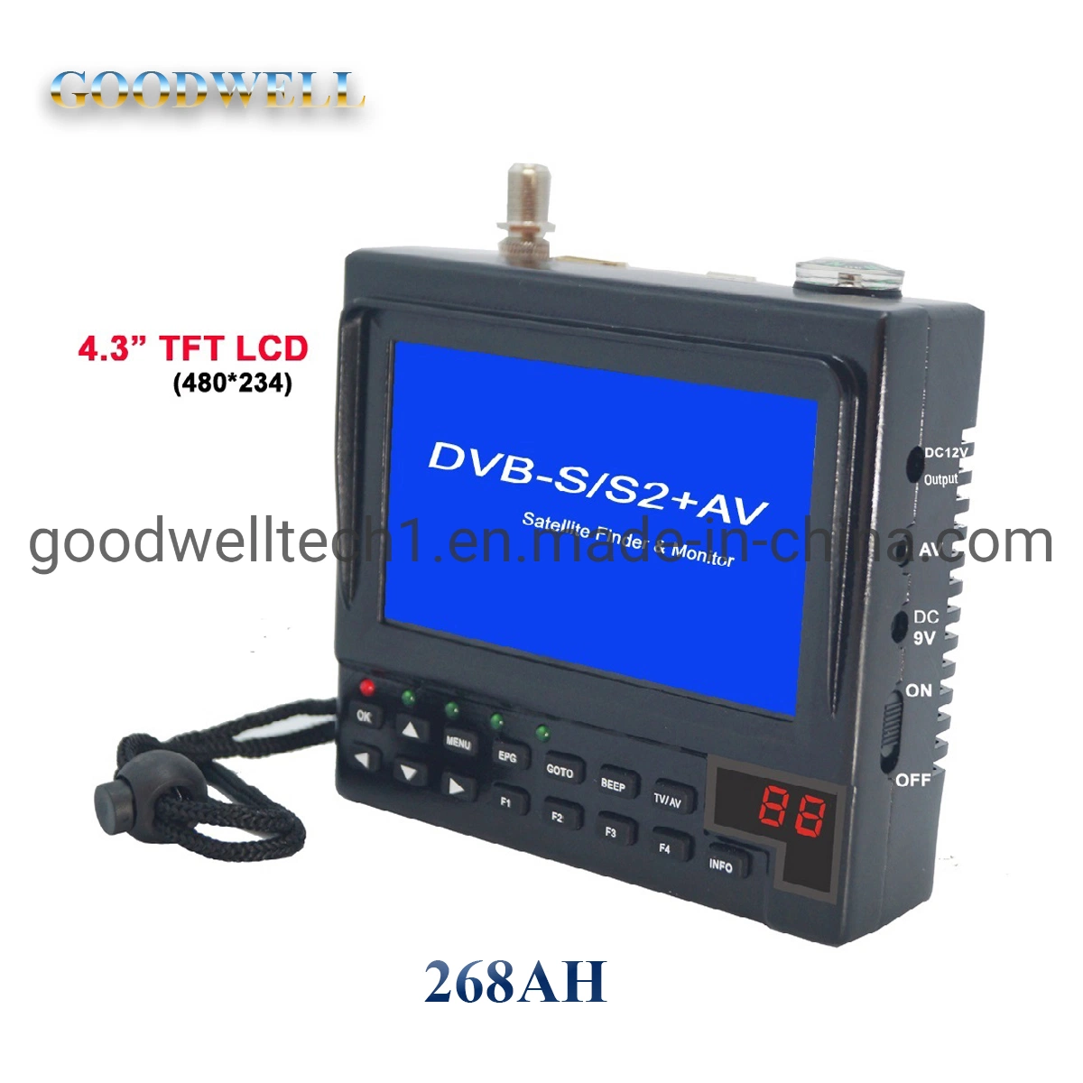 268ah: 4.3" TFT Portable Multifunctional Satellite Finder & Monitor with TV and AV Input