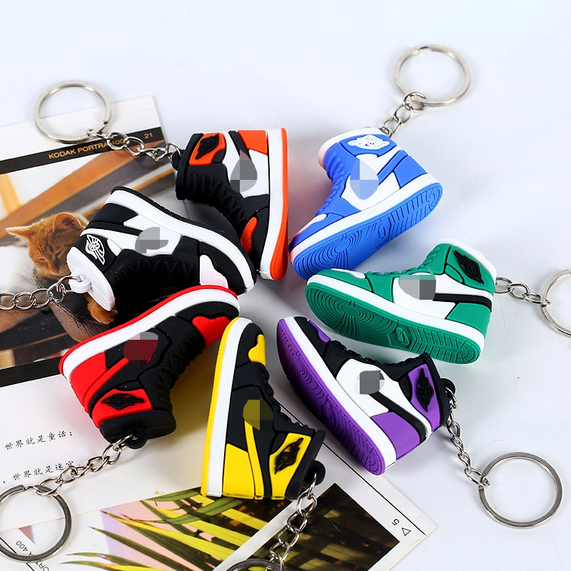 Großhandel niedlichen Mini PVC Air Jordan Gummi Schlüsselanhänger Basketball Fashion Design 3D Sneaker Schuh Schlüsselanhänger für Geschenk