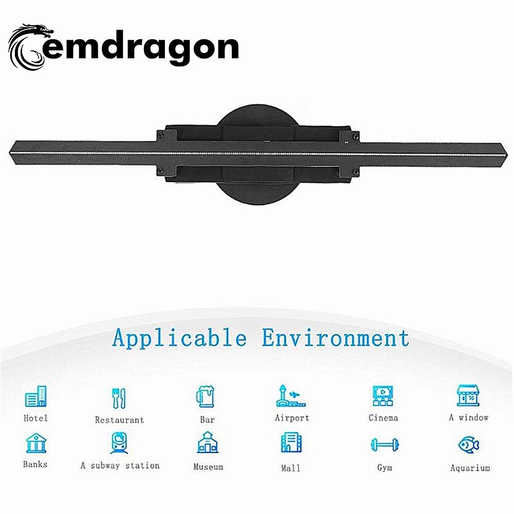 Anuncio en 3D pantalla holográfica del reproductor de ventilador con cordones de lámpara LED para interiores de 42 cm de hologramas en 3D de la máquina de impresión