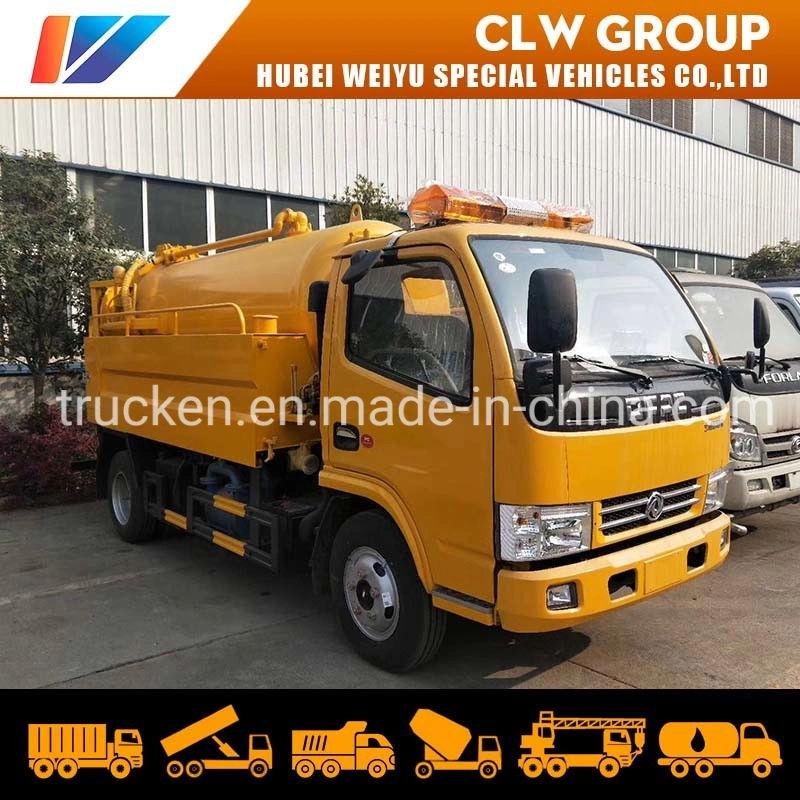 Dongfeng 4000liters High Pressure Cleaning Truck Sewage Suction Truck Vacuum Pump Sewer Dredging Truck