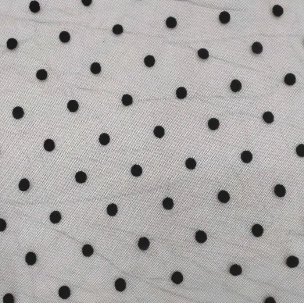 Flocking Big Polka DOT Lace Tulle Mesh Fabric in Stock