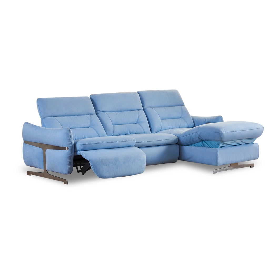 Bleu clair moderne mobilier de maison salon Lounges matériel de tissu Canapé-lit de jour droit en forme de L.