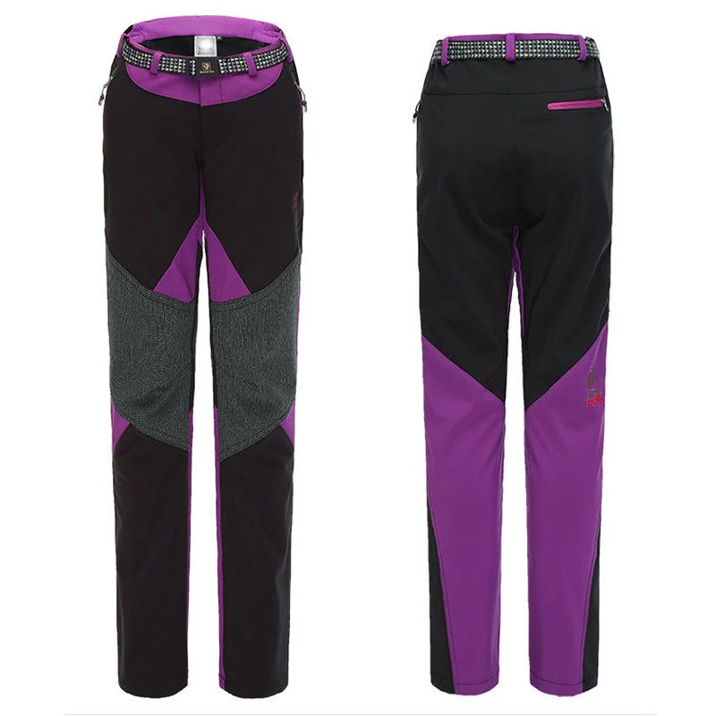 Wholesale/Supplier Custom Outdoor Fashion Color Block Soft Shell Pants Warm Fleece Pants for Women