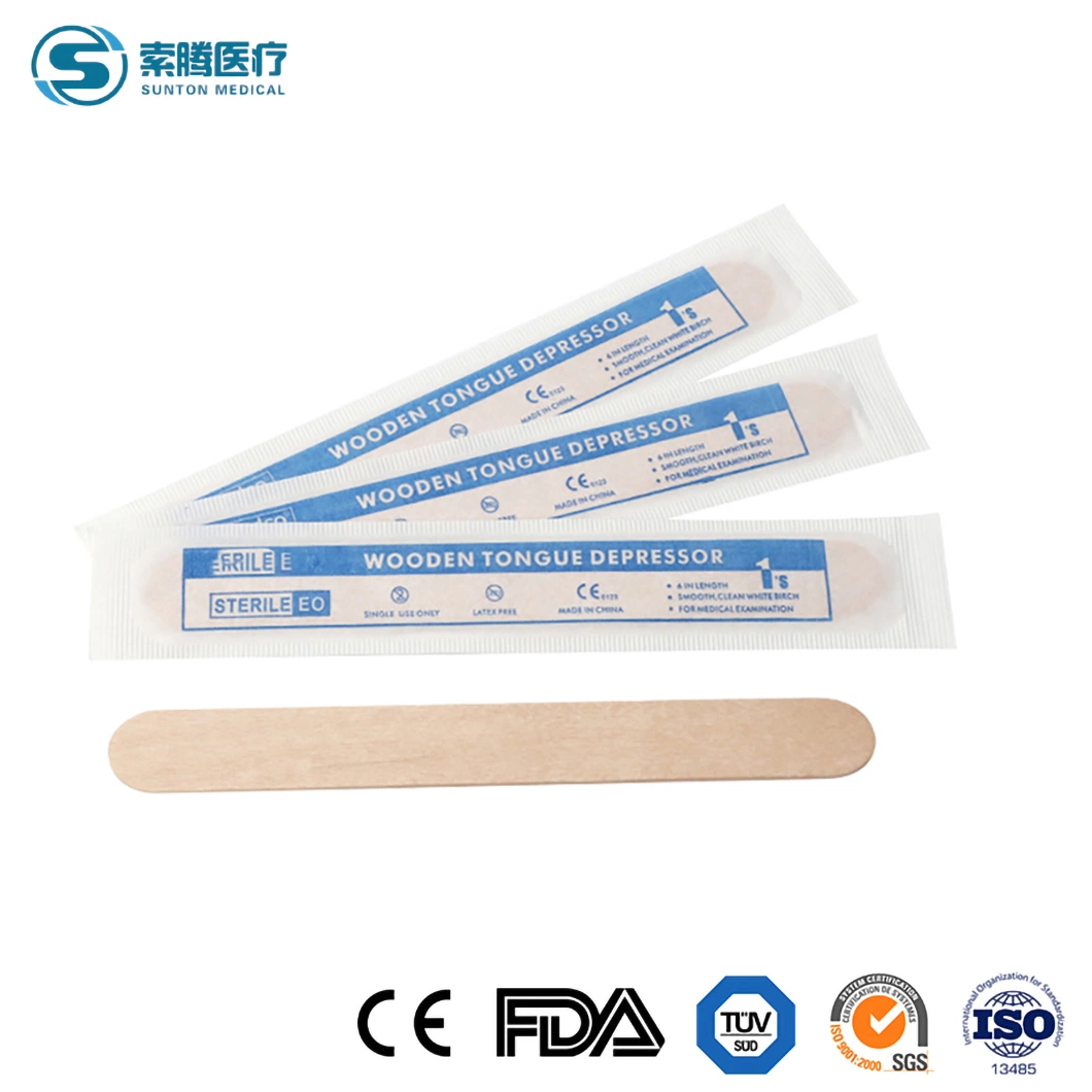 Sunton Adult Sterile Tongue Depressor China Primary Colour Color Tongue Depressor Factory En 149-2001+A1-2009 Safety Standard Wooden Tongue Depressors