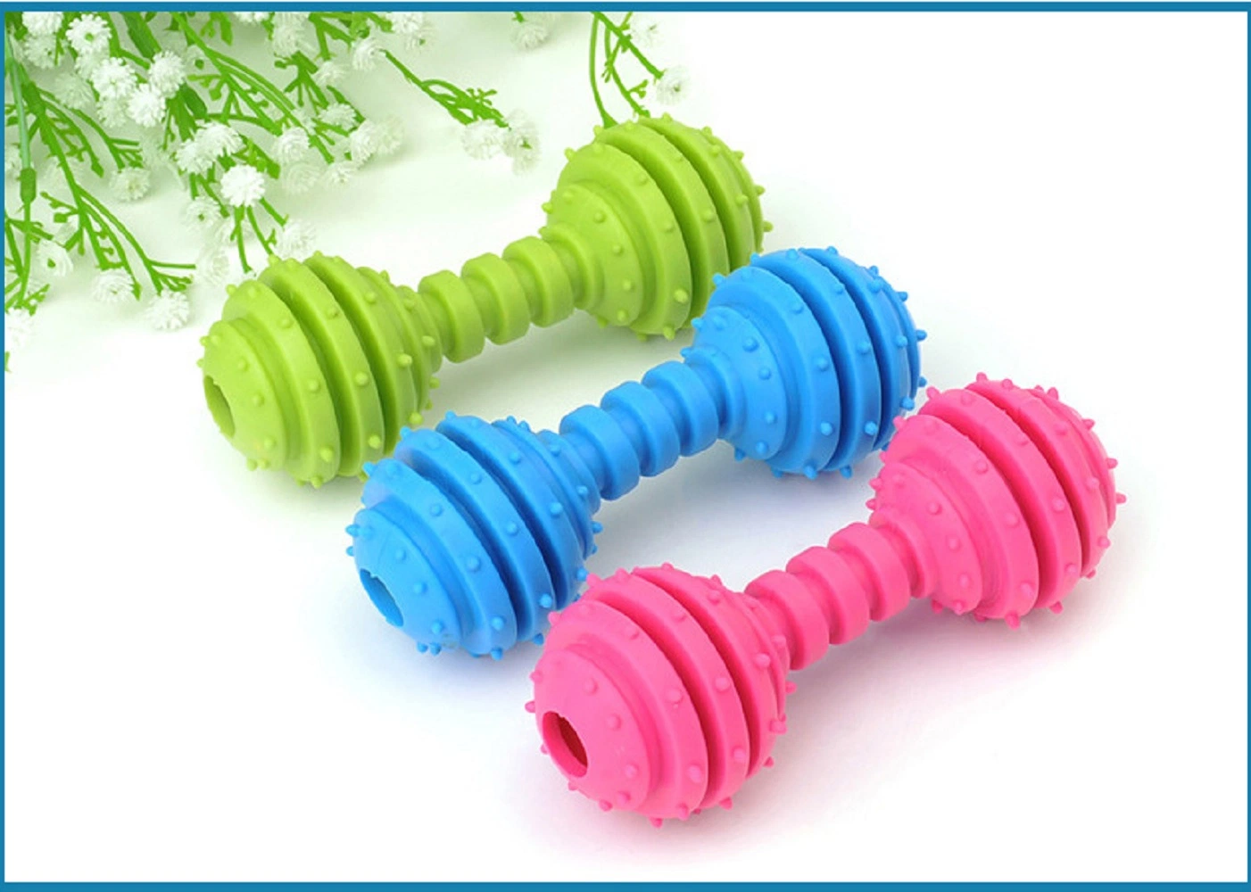 Puppy Chew Toy Rubber Rings Barbell Interactive Dog Toys Play Fetch Wbb17688