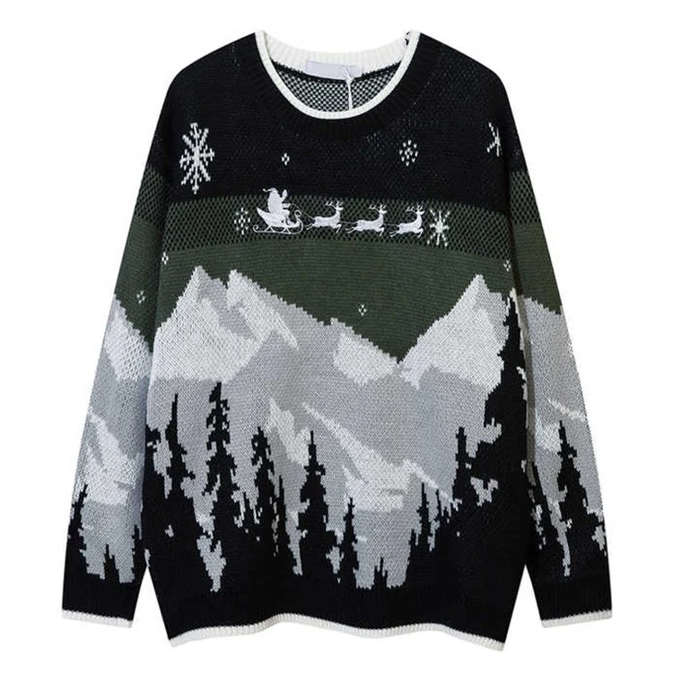 Custom Logo Designer Knit Pullover Sweater Unisex Luxury Crew Neck Cotton Jacquard Knitted Christmas Men's Sweaters
