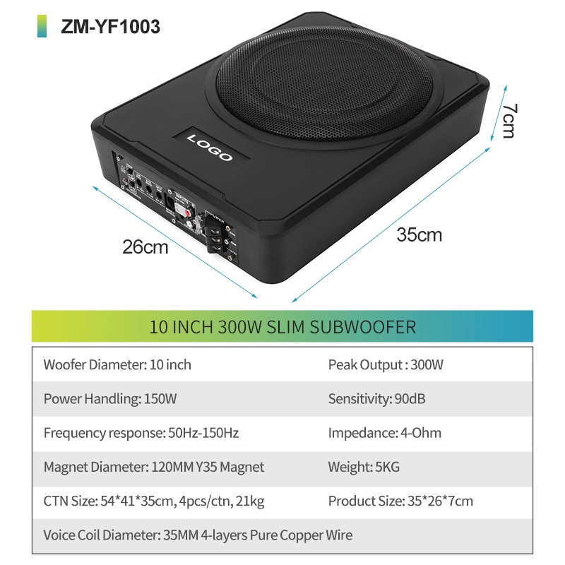 Sistema de audio de coche ahorra espacio gran Potencia Bass Coche Subwoofer