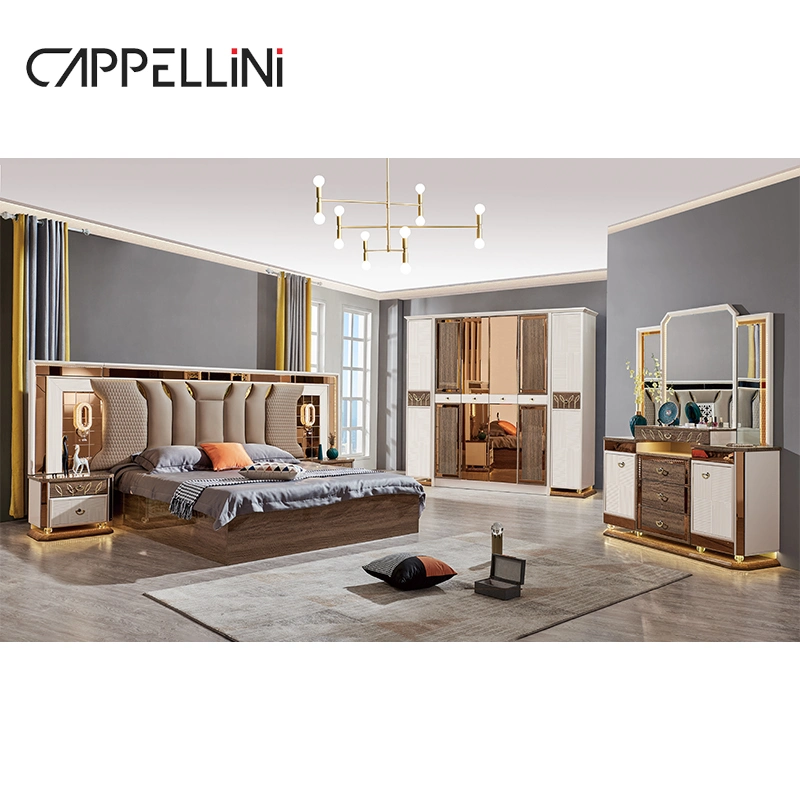 Made in China Wholesale/Supplier King Size Double Leather Bed Set Modern Home Luxury Wooden Bedroom Furniture