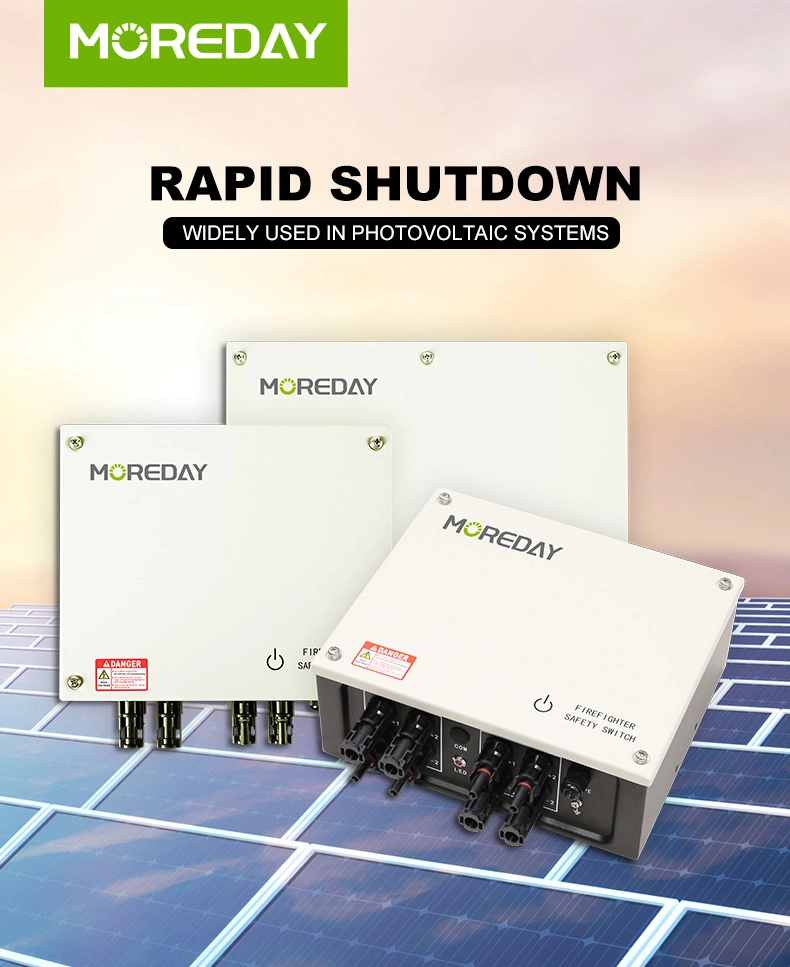 Panel Solar Moreday fuego fuego Interruptor el interruptor de apagado rápido cuadro Dispositivo urgente solución de gestión de energía