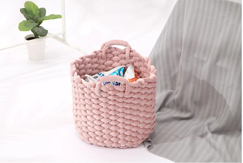Handmade Woven Flannel Storage Basket Storage Box Foldable