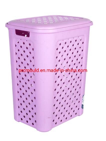 Plastic Square Shape Laundry Basket Molding Plastic Rattan New Design Laundry Basket with Cover Mould in Taizhou City