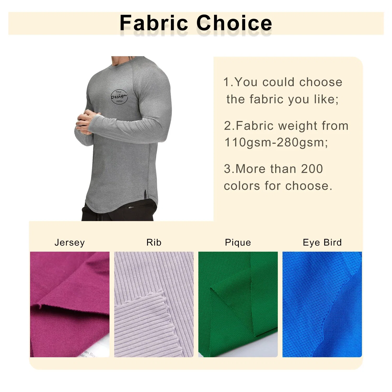 Customize Outdoor Workout Wear Slim Fit Curve Hem Top Gym Sports Long Sleeve Jogging Track Top Men Gym Shirt