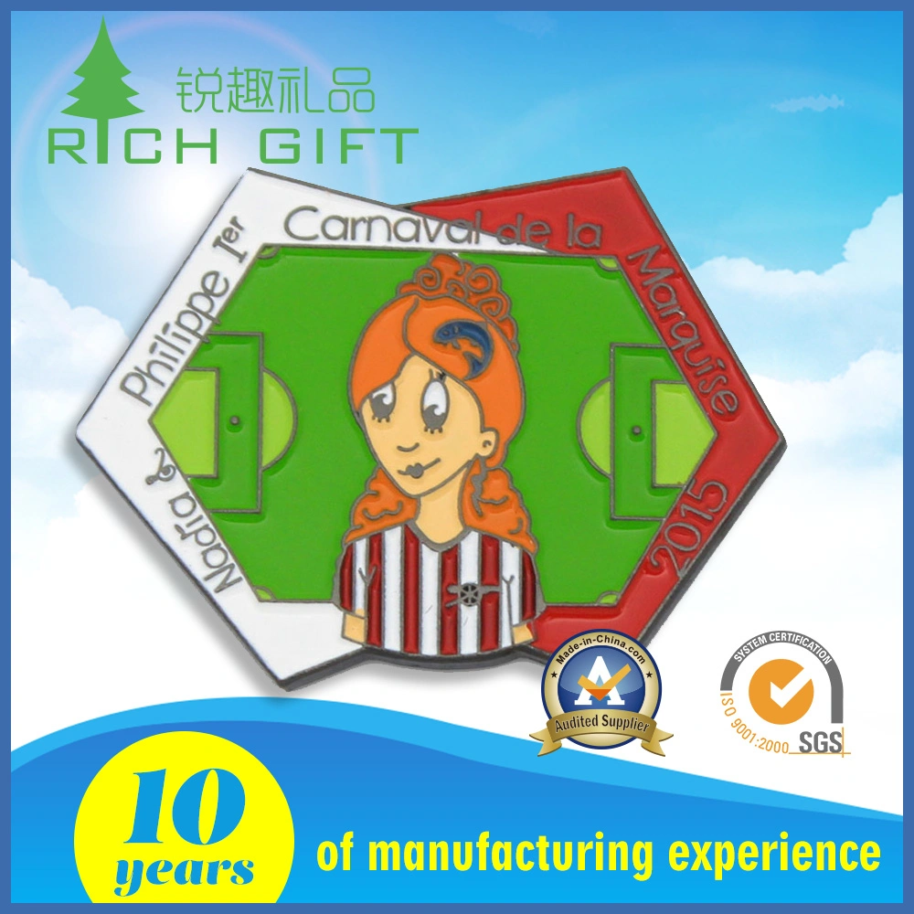 Cheap Brass Stamped Reel RFID Souvenir Set Badge with Cartoon Design in China