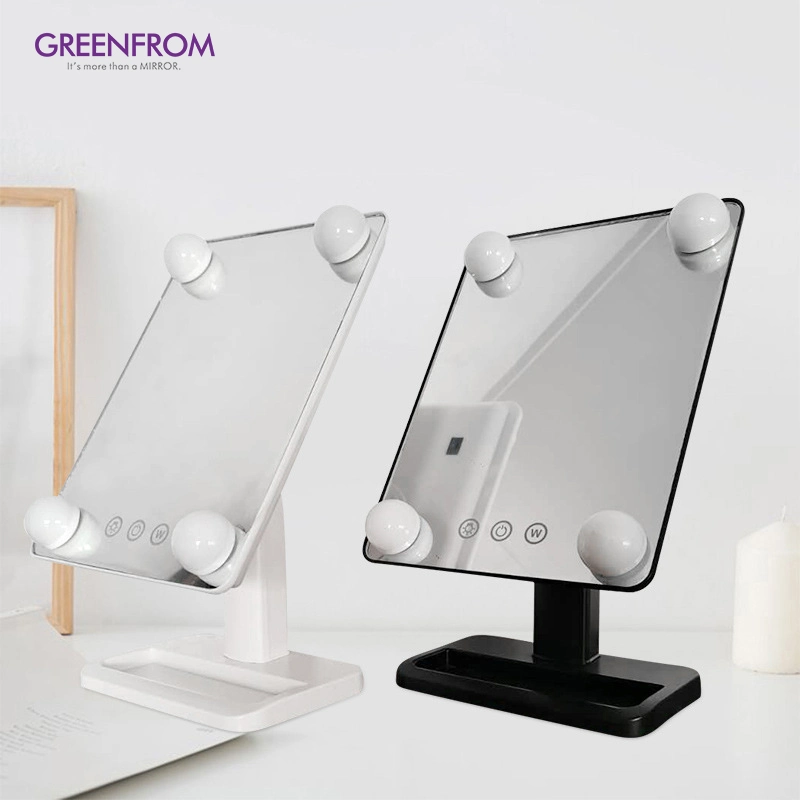 LED Espejos USB 4 Bulb Table Vanity Mirror Smart Touch Sensor Makeup Mirror with LED Light Gms708